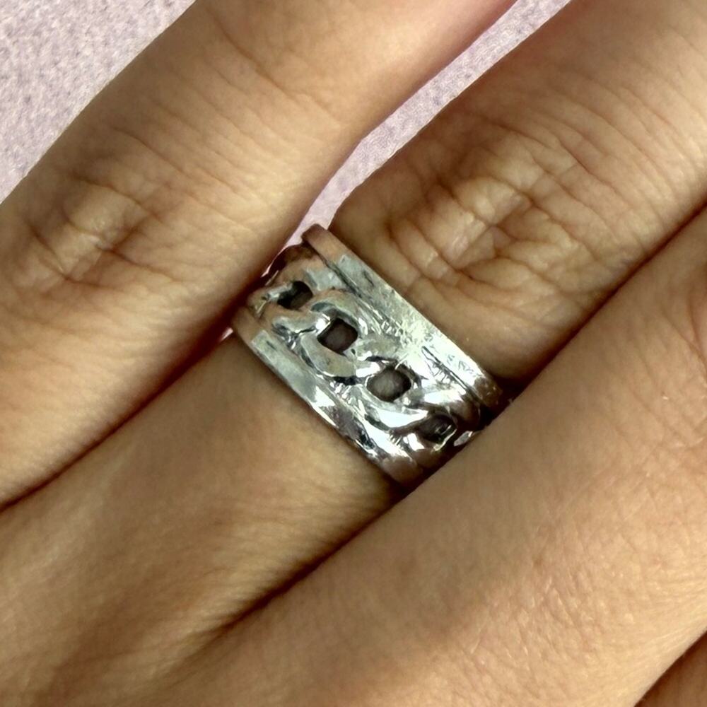 sterling silver vintage curb chain band ring size 6.5